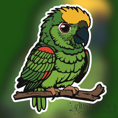 Yellow Crowned Amazon Parrot Sticker - Water-Resistant Matte, Water-Resistant Holographic, or Glitter Sticker Options - image1